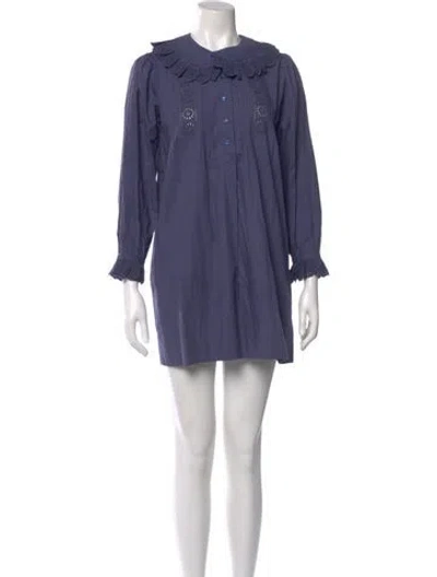 Pre-owned Doen Crew Neck Mini Dress In Purple