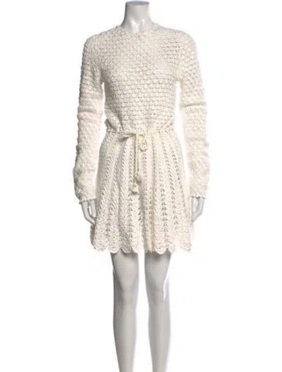 Pre-owned Doen Crew Neck Mini Dress In White