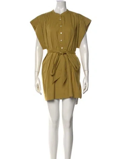 Pre-owned Doen Crew Neck Mini Dress In Yellow