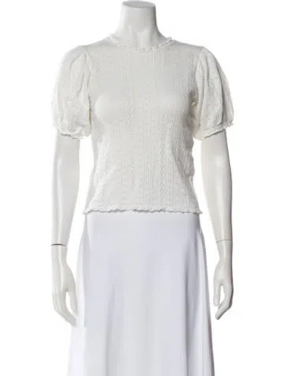 Pre-owned Doen Crew Neck Short Sleeve Blouse In White