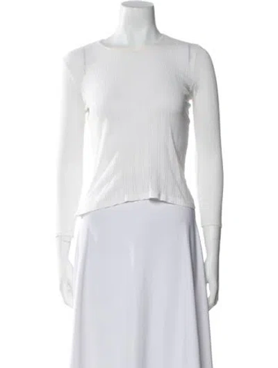 Pre-owned Doen Crew Neck Short Sleeve Crop Top In White