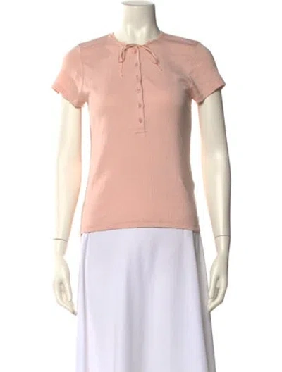 Pre-owned Doen Crew Neck Short Sleeve Polo In Pink