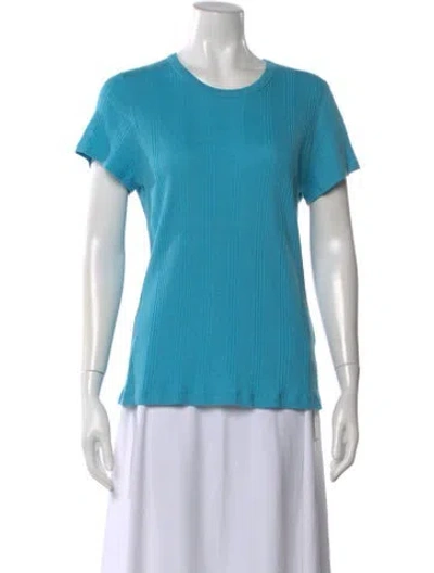 Pre-owned Doen Crew Neck Short Sleeve Top In Blue