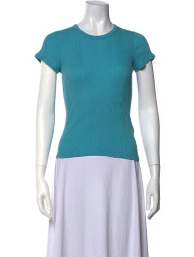 Pre-owned Doen Crew Neck Short Sleeve Top In Blue