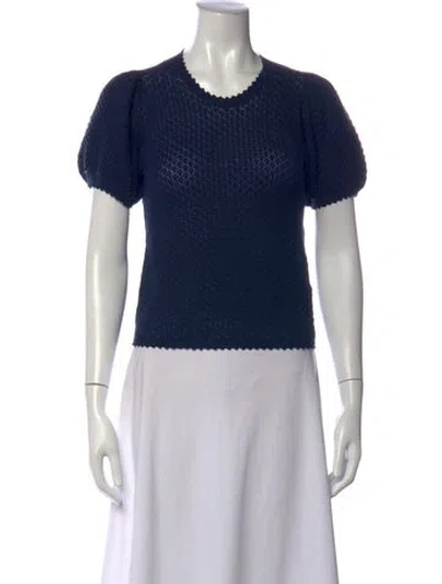 Pre-owned Doen Crew Neck Short Sleeve Top In Blue
