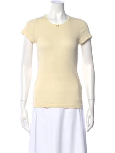 Pre-owned Doen Crew Neck Short Sleeve T-shirt In Yellow