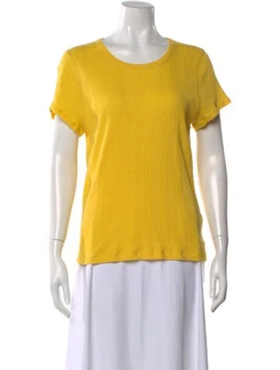 Pre-owned Doen Crew Neck Short Sleeve T-shirt In Yellow