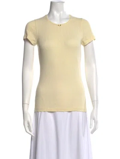 Pre-owned Doen Crew Neck Short Sleeve T-shirt In Yellow