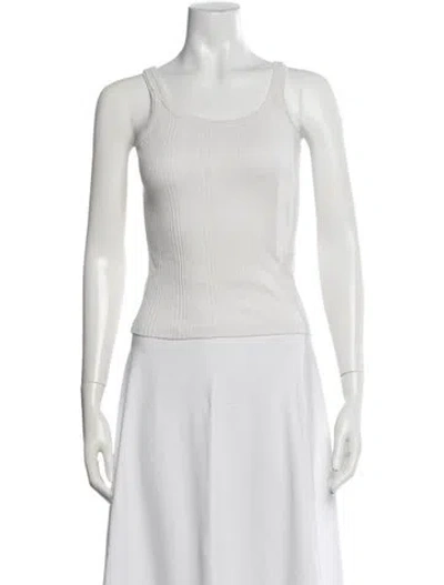 Pre-owned Doen Crew Neck Sleeveless Top In White