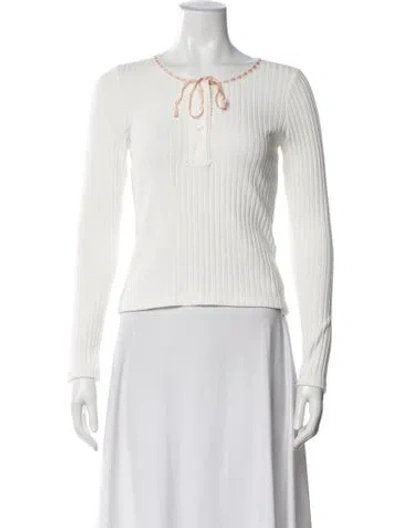 Pre-owned Doen Crew Neck Sweater In White