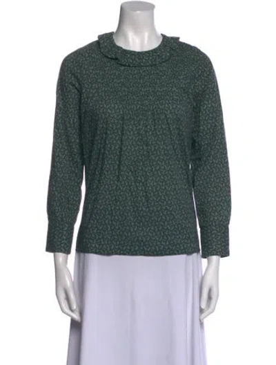 Pre-owned Doen Crew Neck Three-quarter Sleeve Sweatshirt In Green