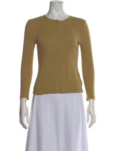 Pre-owned Doen Crew Neck Three-quarter Sleeve Top In Green