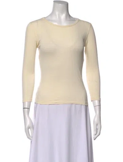 Pre-owned Doen Crew Neck Three-quarter Sleeve Top In White