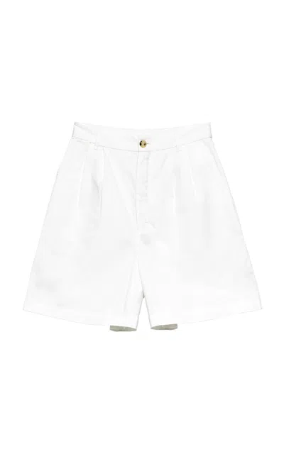 Doen Danette Pleated Cotton Shorts In White
