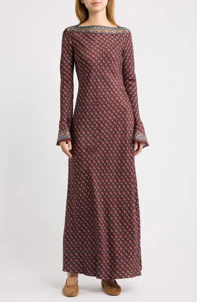 Doen Dôen Davina Long Sleeve Silk Maxidress In Deauville Paisley