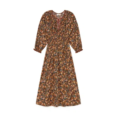 Doen Delfina Dress In Noir Narcissus Floral