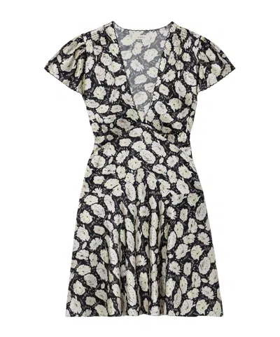 Doen Dianne Floral-print Silk-satin Mini Dress In Gray
