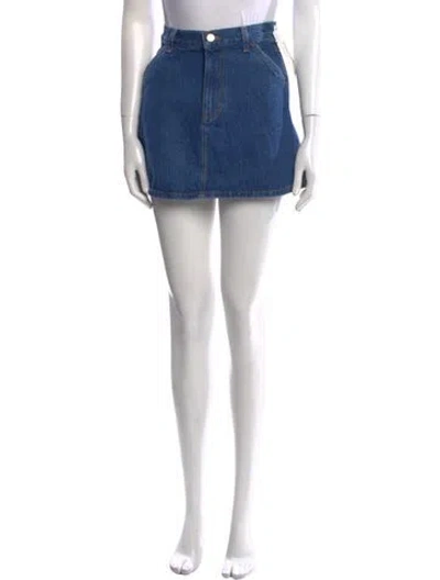 Pre-owned Doen Distressed Accents Mini Skirt In Blue