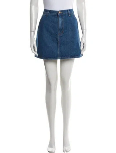 Pre-owned Doen Distressed Accents Mini Skirt In Blue