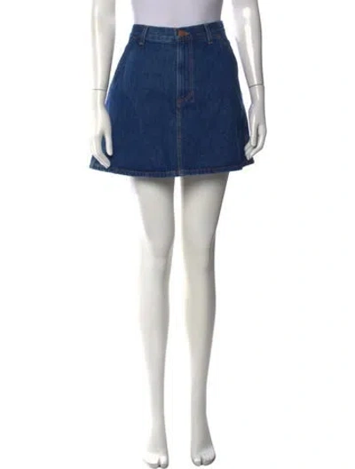 Pre-owned Doen Distressed Accents Mini Skirt In Blue