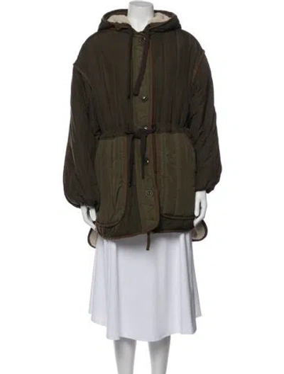 Pre-owned Doen Down Coat In Green