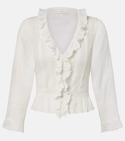 Doen Dôen Eldoris Ruffled Cotton Blouse In White