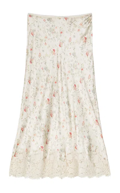 Doen Elowen Lace-trimmed Silk Midi Skirt In Floral