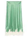 Doen Elowena Lace-trimmed Silk Midi Skirt In Grün