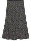 Doen Elowena Polka-dot Silk-blend Midi Skirt In 黑色