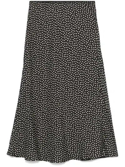 Doen Elowena Polka-dot Silk-blend Midi Skirt In Black