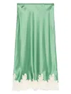 Doen Elowena Lace-trimmed Silk Midi Skirt In Green