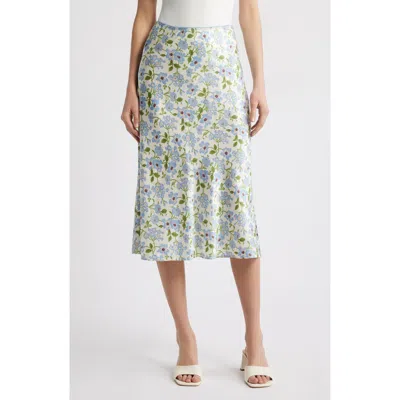 Doen Dôen Elowena Silk Skirt In Ivory Strawberry Moon Floral