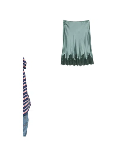 Doen Elowette Lace-trim Midi Skirt In Green