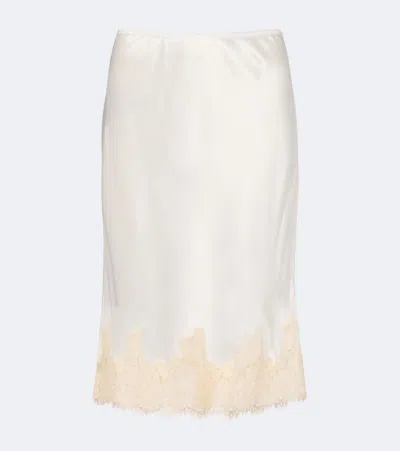 Doen Dôen Elowette Lace-trimmed Silk Satin Midi Skirt In White