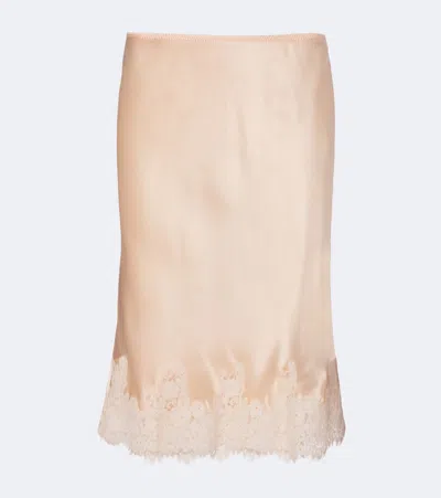 Doen Dôen Elowette Lace-trimmed Silk Satin Slip Skirt In Pink