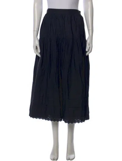 Pre-owned Doen Embroidered Accent Long Skirt In Black