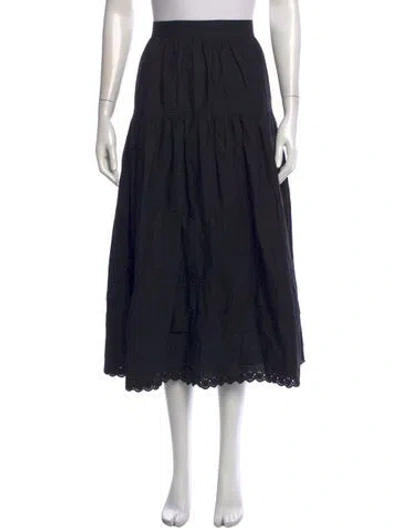 Pre-owned Doen Embroidered Accent Long Skirt In Black