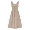 Doen Emmaretta Shirred Floral-print Cotton-voile Midi Dress In Brown