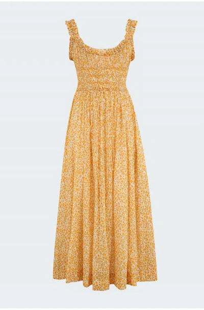 Doen Emmaretta Dress In Clementine Daisy Fields In Orange