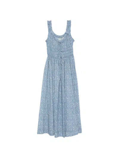 Doen Emmaretta Floral-print Midi Dress In Blue