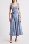 Doen Emmaretta Checked Organic Cotton-blend Voile Midi Dress In Blue Gingham