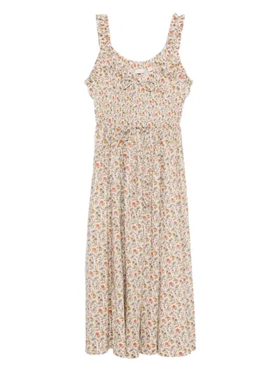 Doen Emmaretta Ruffled Floral-print Dress In Neutral