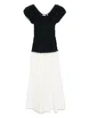 Doen Enya Two-tone Ruched Organic Cotton-poplin Midi Dress In Black