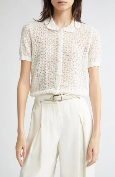 Doen Dôen Evaline Open Stitch Cardigan In White