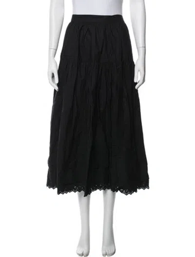 Pre-owned Doen Eyelet Trim Long Skirt In Black
