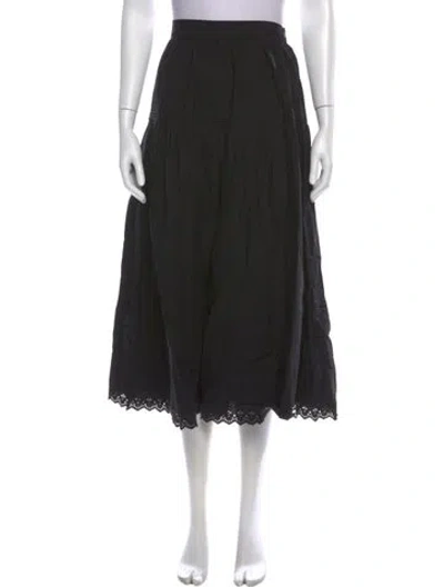 Pre-owned Doen Eyelet Trim Long Skirt In Black