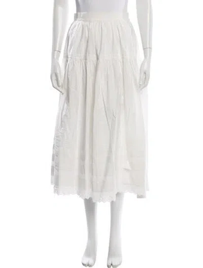 Pre-owned Doen Eyelet Trim Long Skirt In White