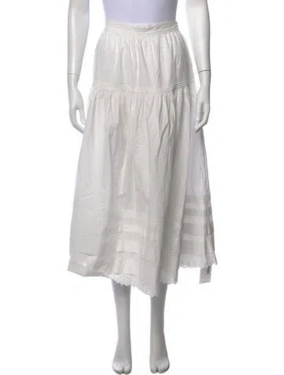 Pre-owned Doen Eyelet Trim Midi Length Skirt In Gray