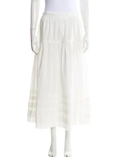 Pre-owned Doen Eyelet Trim Midi Length Skirt In White