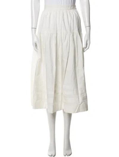 Pre-owned Doen Eyelet Trim Midi Length Skirt In White